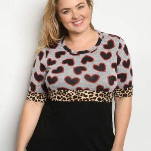 New Junior's Cute Boutique Heart/animal print top last one!